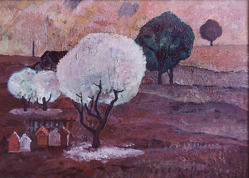 «Пейзаж с ульями» 1973 год Собр. Д. Томас. Мадрид. Художник Величко Вадим Семёнович