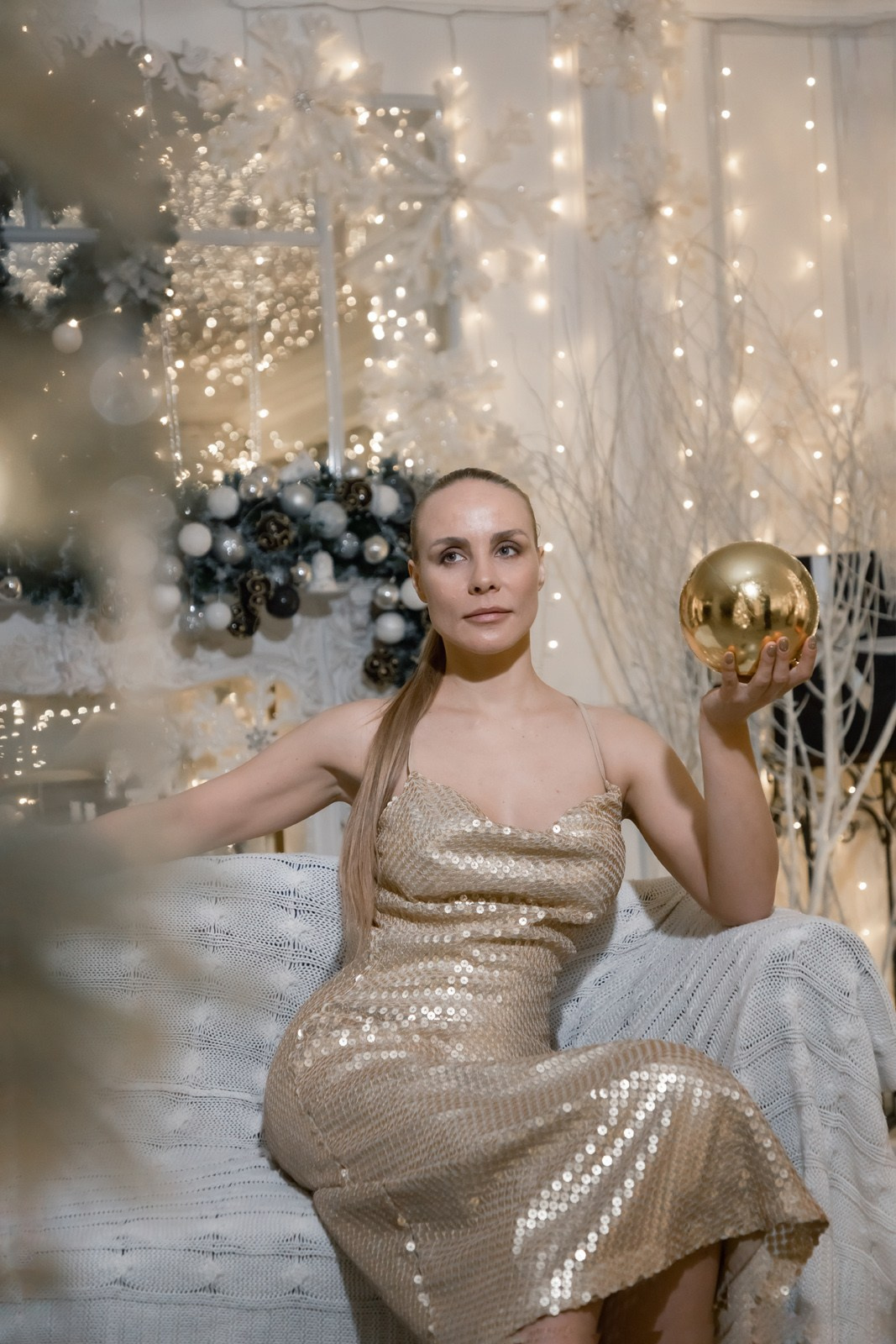 новогодняя семейная фотосессия в студии