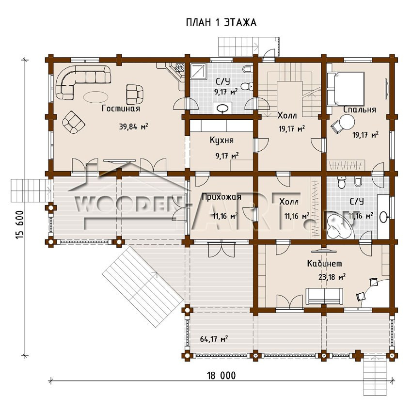 «Съяново» 341 кв. м. Проекты деревянных домов