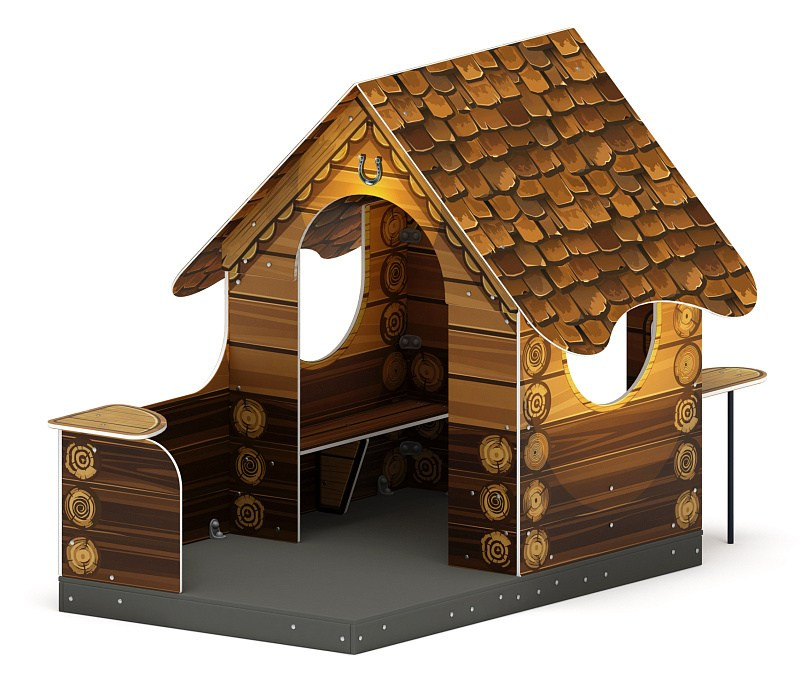 Домик мини тип 3 (Эко) - МФ 10.01.12-03 Габариты (ШхДхВ): 2430x1680x1720 Зона безопасности, мм: 3430х2680