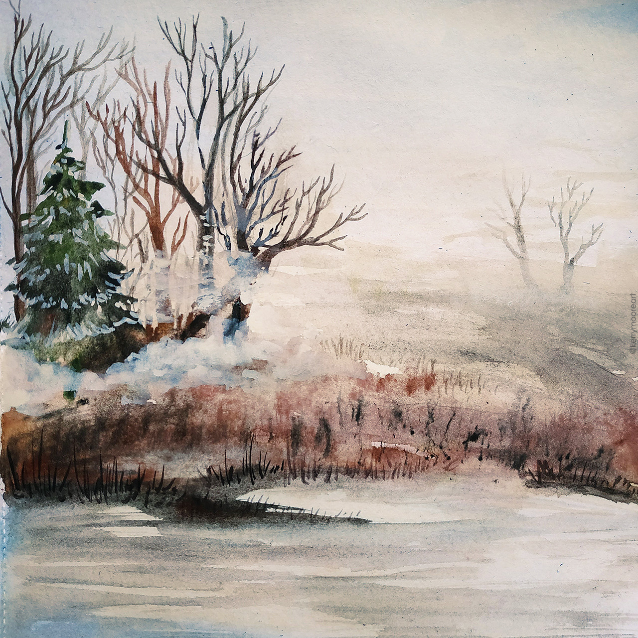 Landscapes in watercolor & acrylic. Фотограф и художник Kerry Moore