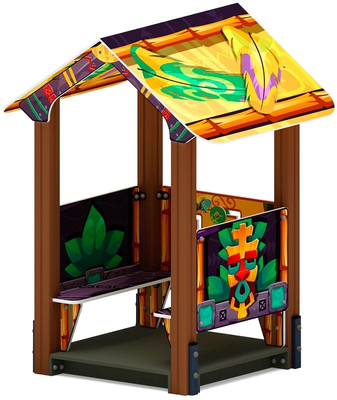 Домик малый 4 (майя) МФ 10.01.04-03 Габариты (ШхДхВ): 1420х1200х1850 Зона безопасности, мм: 2420х2200