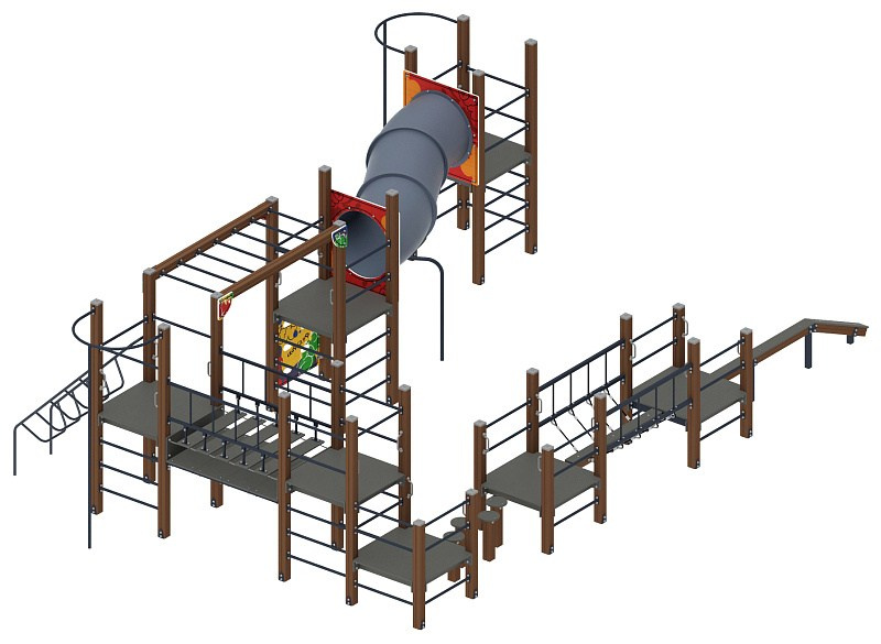 Спортивная серия (Граффити) СК 2.01.24-01 Габариты (ШхДхВ): 6070х8900х2500 Зона безопасности, мм: 9070х11900 Возрастные ограничения 5-12 лет