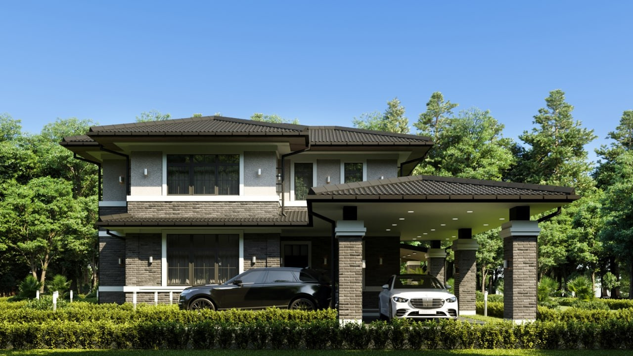 Двухэтажный дом площадью 185 м² в классическом современном стиле в п.Витязево. Архитектор Вера Каракезиди