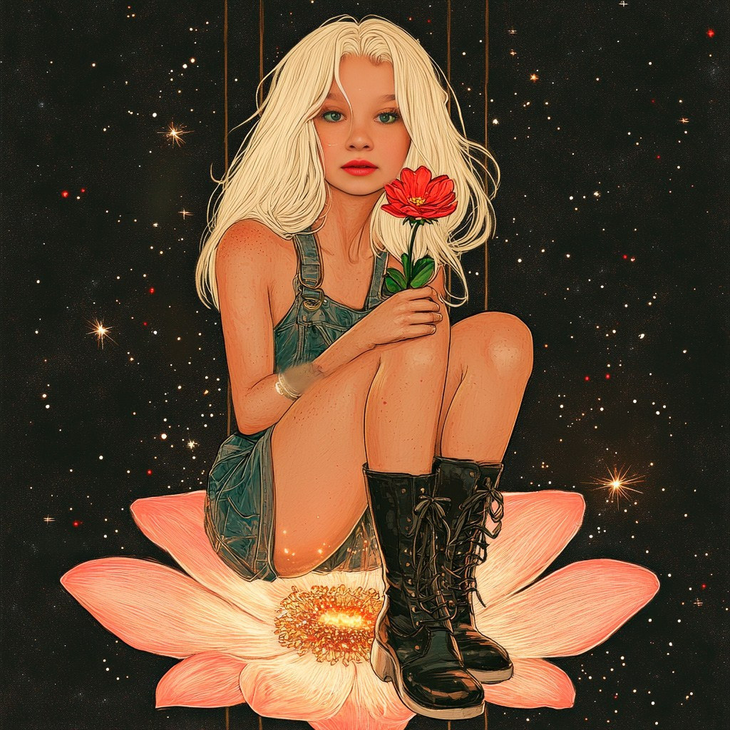 Нейрофотосессия для Алексы. Девочка с цветком в формате иллюстрации. ФотоХудожник Харитонова Ирина г. Санкт-Петербург