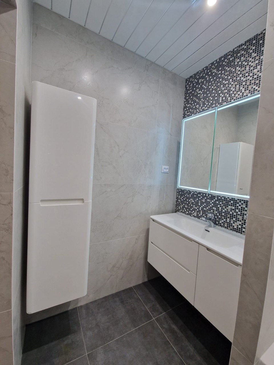 Ванная комната (ул. Сибгата Хакима д. 41). Ремонт санузла, туалета, ванной под ключ в Казани. Укладка плитки