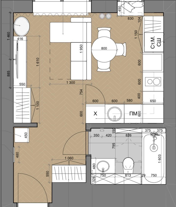 Неоклассика — квартира студия 25 м² для девушки