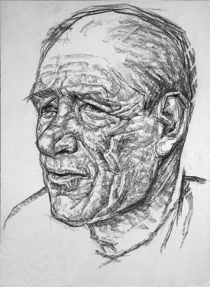 Мужской портрет.  1967. Уголь, угольн. каранд.