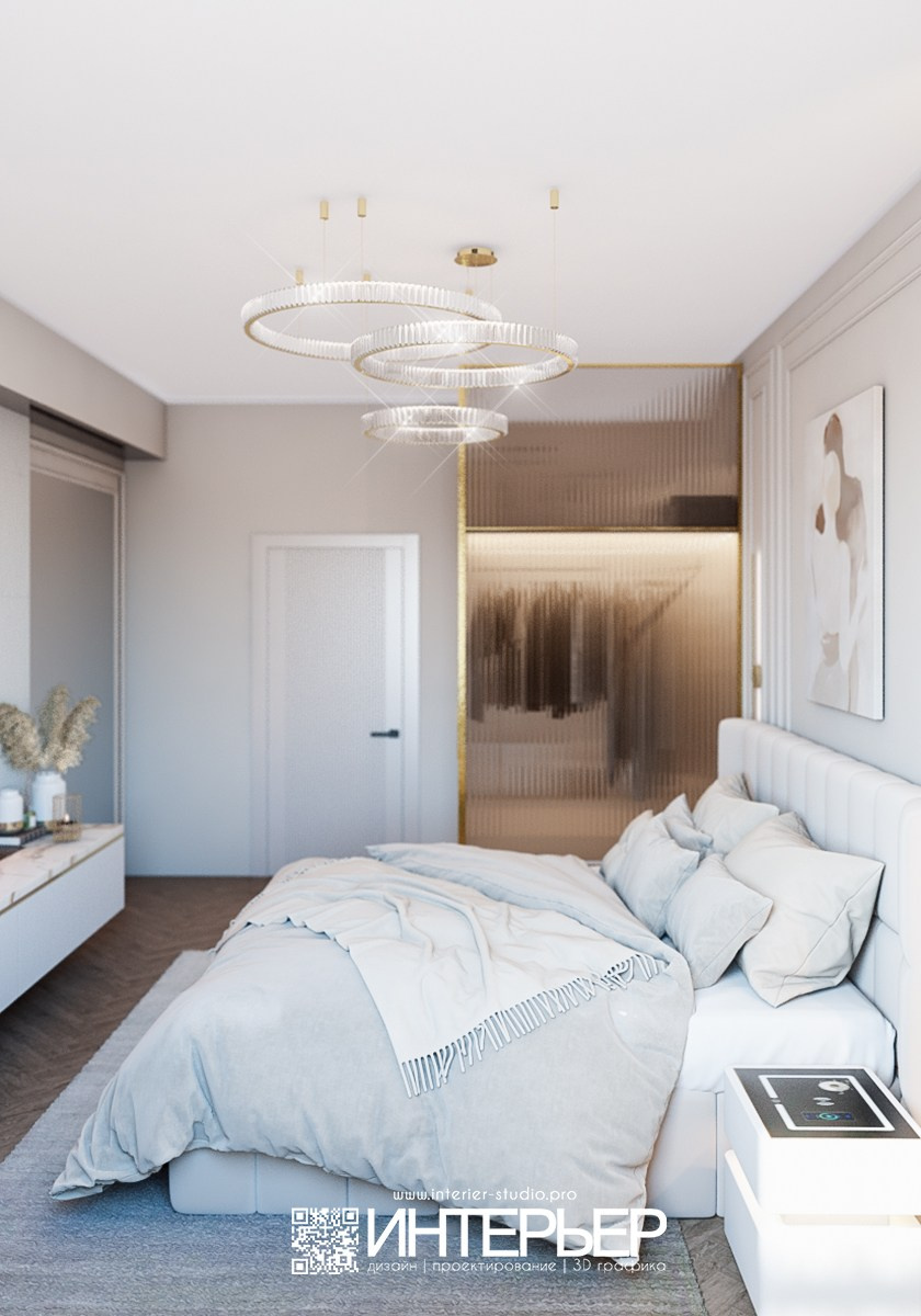 Спальня для Ольги ЖК Парковый. Дизайн интерьера, 3D визуализация и 3D моделирование. Создание проектов и чертежей. КМВ: Кисловодск, Пятигорск, Ессентуки и удаленно