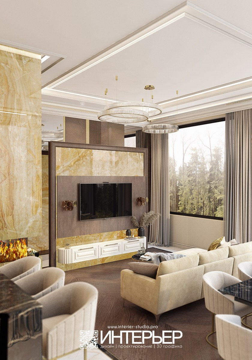 Дизайн-проект дома Ильи и Галины. Зона гостиной, кухни и столовой.Исправления. Дизайн интерьера, 3D визуализация и 3D моделирование. Создание проектов и чертежей. КМВ: Кисловодск, Пятигорск, Ессентуки и удаленно