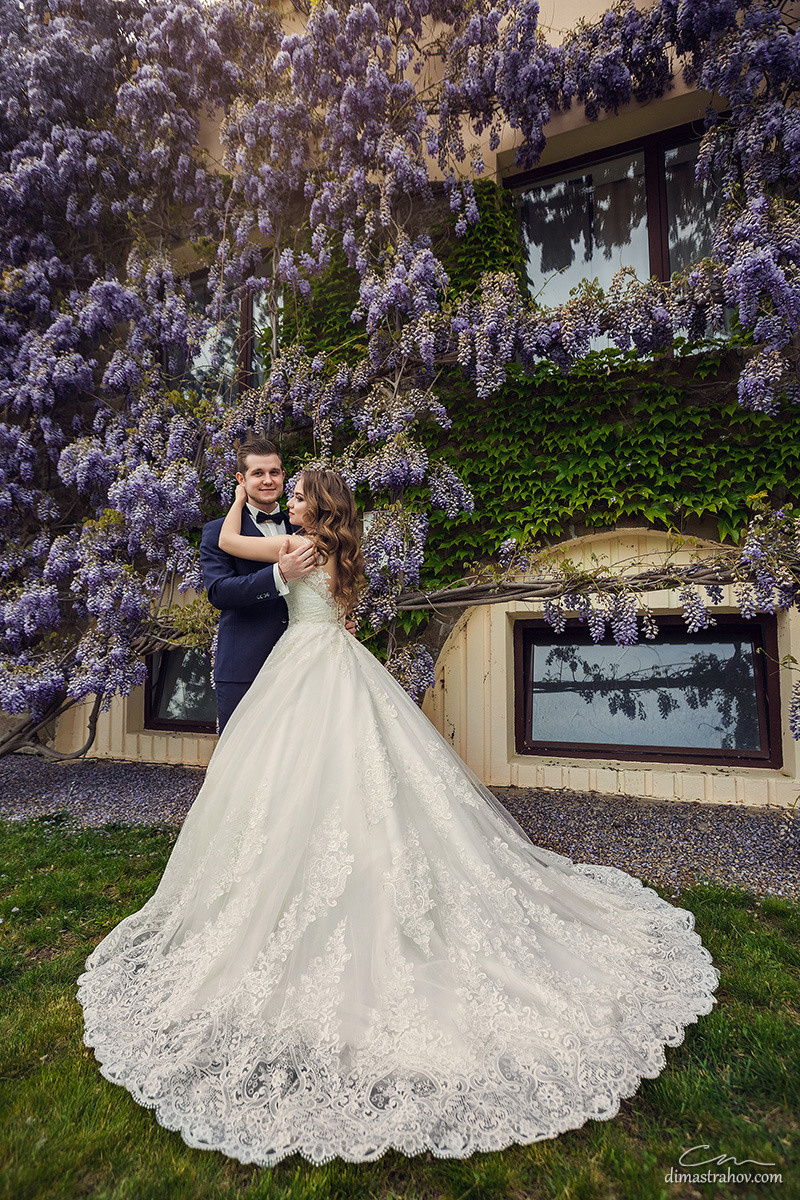 Свадебная фотосессия Ромы и Даши в глицинии. Свадебный фотограф, фотосъемка в Крыму, Севастополе, Симферополе, Ялте