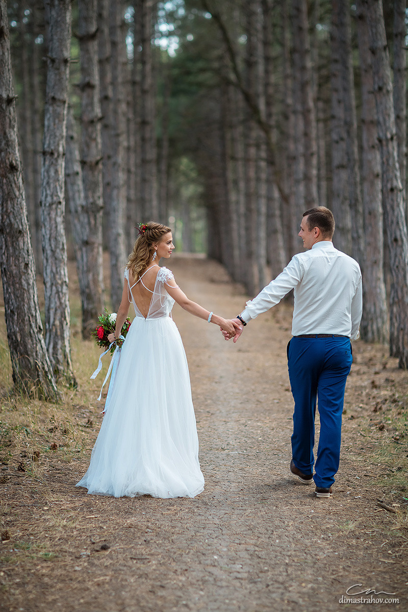 Паша и Таня свадебная фотосессия в лесу. Свадебный фотограф, фотосъемка в Крыму, Севастополе, Симферополе, Ялте