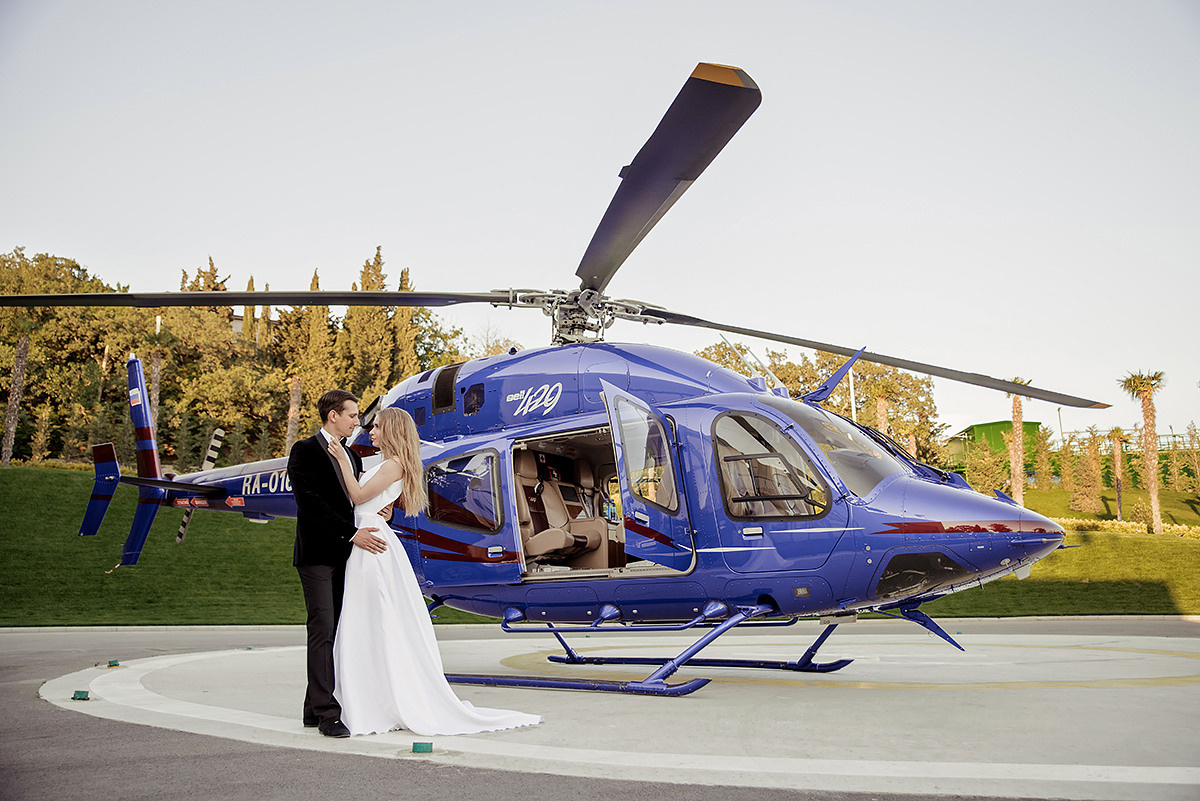 Свадебная фотосессия с вертолетом в Москве.