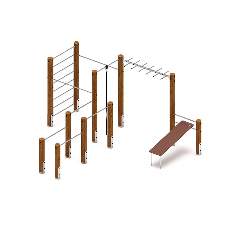Спортивная серия (лиственница темный) СК 2.08.06-Л.И1.01 Габариты (ШхДхВ): 7980х7570 Возрастные ограничения от 5 до 12 лет