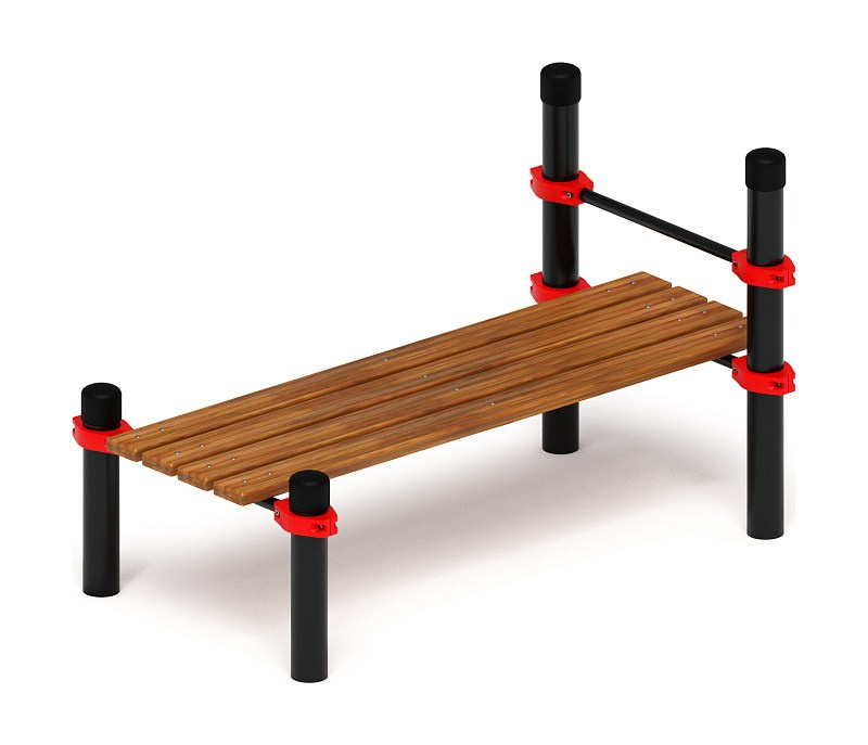 Воркаут 108. Гимнастическая скамья с фиксацией ступней (красный) ВТ 02.02-01 Габариты (ШхДхВ):1700х920х1000 Зона безопасности, мм:4700х3920 Возрастные ограничения от 14 лет, весом не более 100 кг