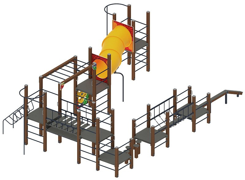 Спортивная серия (Граффити) СК 2.01.24-01.1 Габариты (ШхДхВ): 6070х8900х2500 Зона безопасности, мм: 9070х11900 Возрастные ограничения 5-12 лет