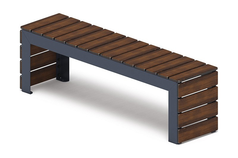 Скамья - МФ 42.02.03-10 (Темный дуб) Г:380 (под анкера) Габариты (ШхДхВ): 1540x380x475 мм Зона безопасности, мм: 2540х1580