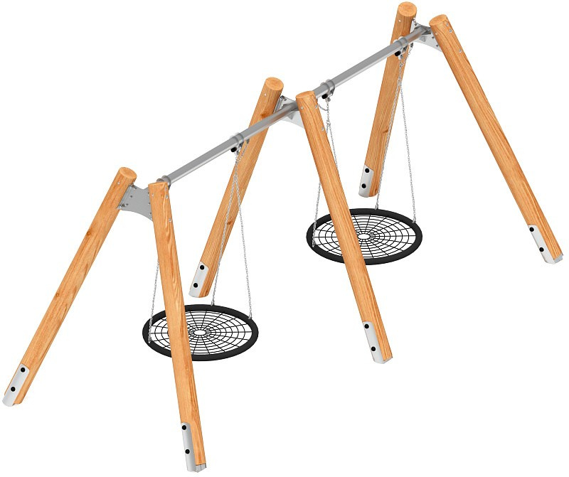 Качели (Лиственница) ИО 12.Р.05.05-Л.И1 Габариты (ШхДхВ): 5900х2250х2470 Зона безопасности, мм: 5900х7500 Возрастные ограничения от 3 лет