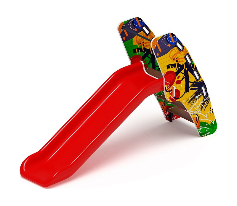 Горка пластиковая - ИО 42.01.05-04 - (красный скат) (Граффити) H=900 Габариты (ШхДхВ): 2970x750x1710 Зона безопасности, мм: 6470х3750 Скат горки: H=900 (пластиковый скат) Возрастные ограничения от 3 до 12 лет, весом не более 70 кг