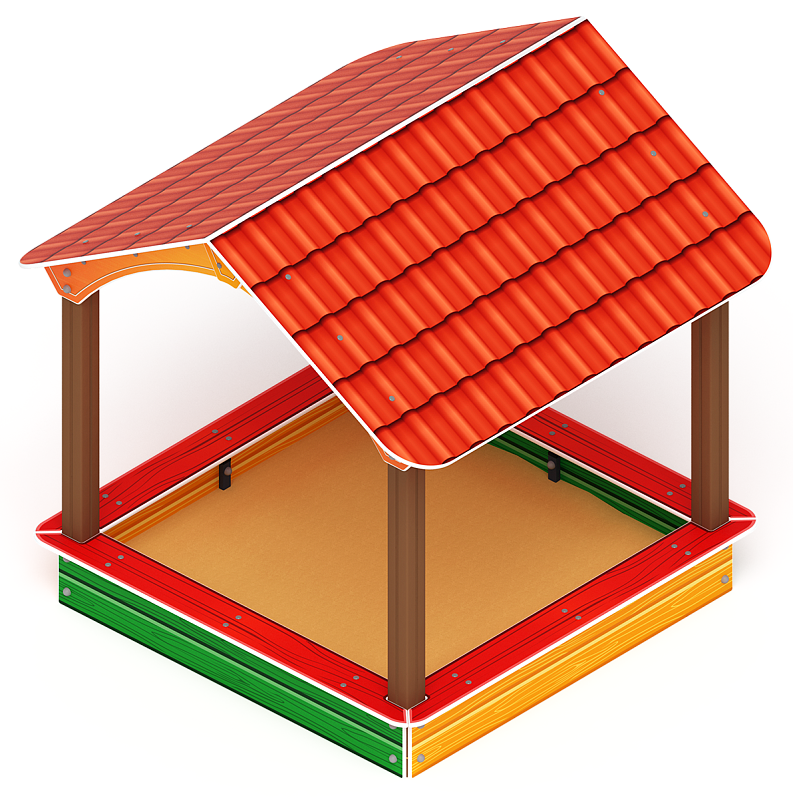 Песочный дворик с навесом Домик - ИО 6.01.02 Габариты (ШхДхВ): 2000x2050x2000 Зона безопасности, мм: 3000х3050