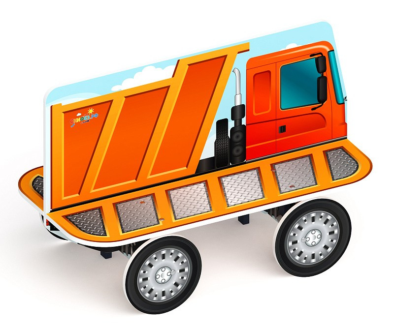 Грузовичок - Скамейка детская - МФ 41.03.04 Габариты (ШхДхВ): 1180x620x700 мм Зона безопасности, мм: 2180х1620 Возрастные ограничения от 3 лет 