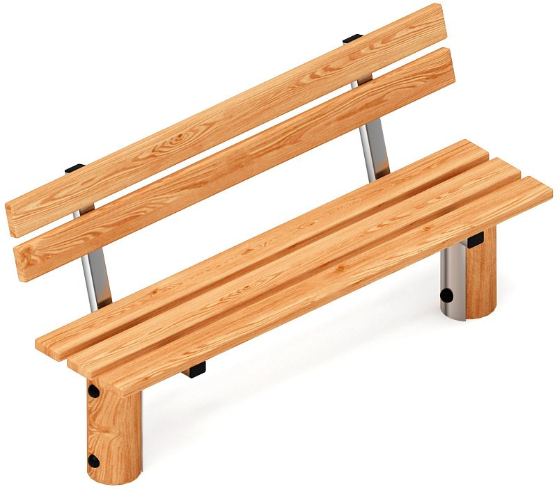 Скамья (лиственница) МФ 42.04.02-Л.И1 Габариты (ШхДхВ): 1700х560х840 Зона безопасности, мм: 2700х1560