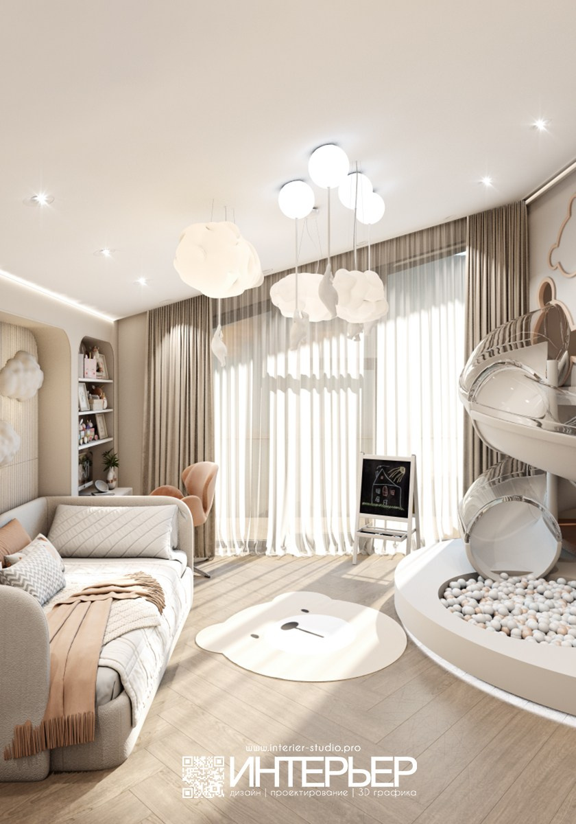 Детская и гостевая спальня. Дом Винсады. Дизайн интерьера, 3D визуализация и 3D моделирование. Создание проектов и чертежей. КМВ: Кисловодск, Пятигорск, Ессентуки и удаленно