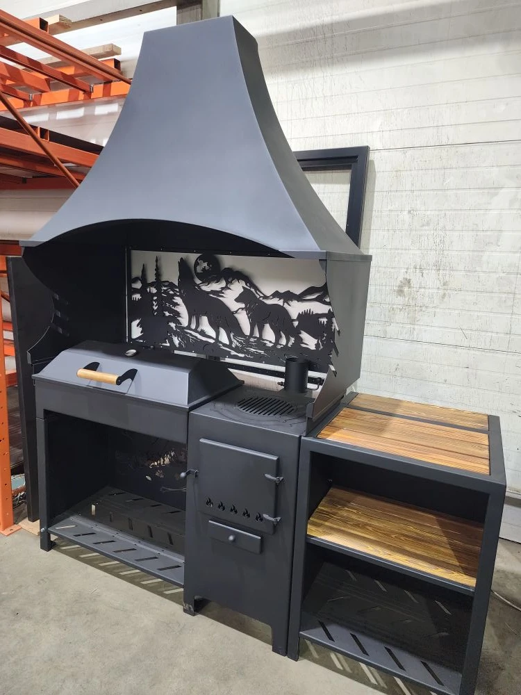 «ДЖЕТА» с расширенным вытяжным зонтом и светодиодной подсветкой. Купить / заказать мангал для дома в Краснодаре от производителя «Дарбин»