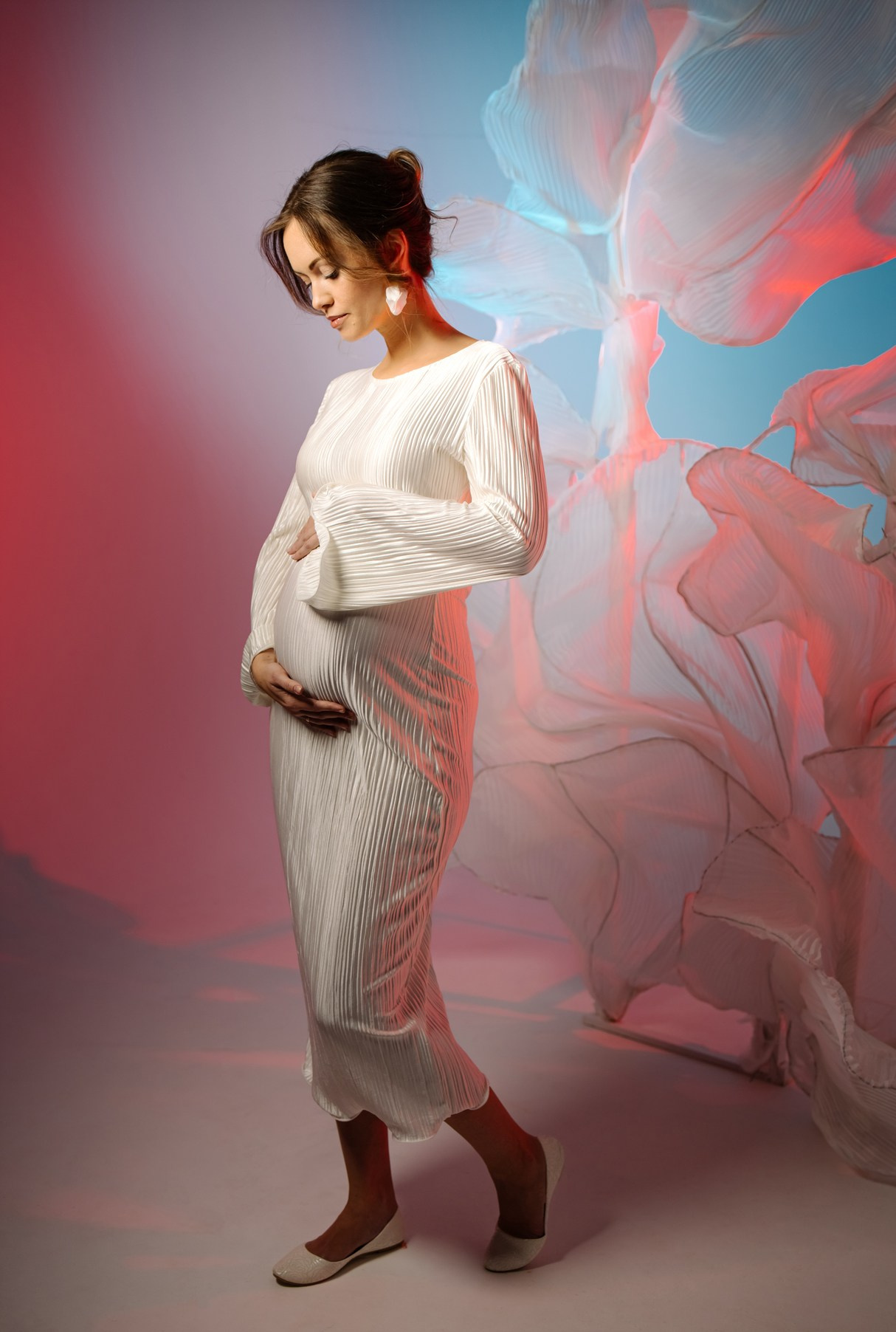 Беременность. Циклорама с вуалью. Свадебный и сеейный фотограф в Санкт-Петербурге Елена Худякова