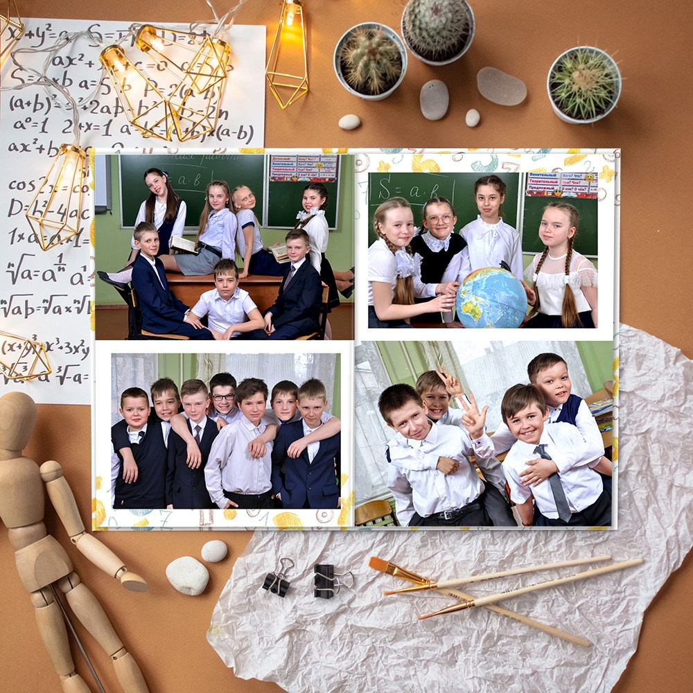 Выпускные альбомы в школу 4 класс 2 разворота лайт  заказать Иваново Ярославле Костроме Владимире. Выпускные альбомы в Иваново в детский сад и школу. Александр и Светлана Янкины