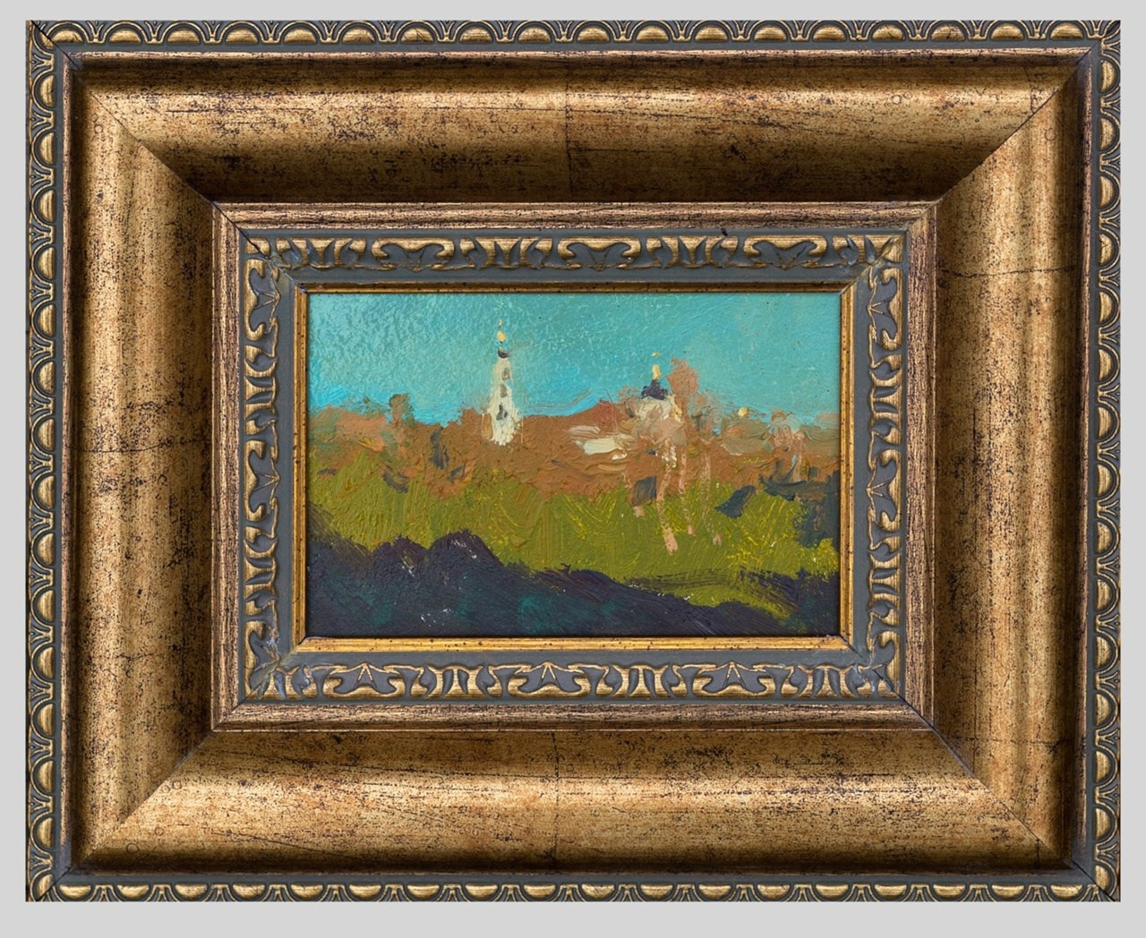 На закате. Вид на храм. Художник Александр Каверин