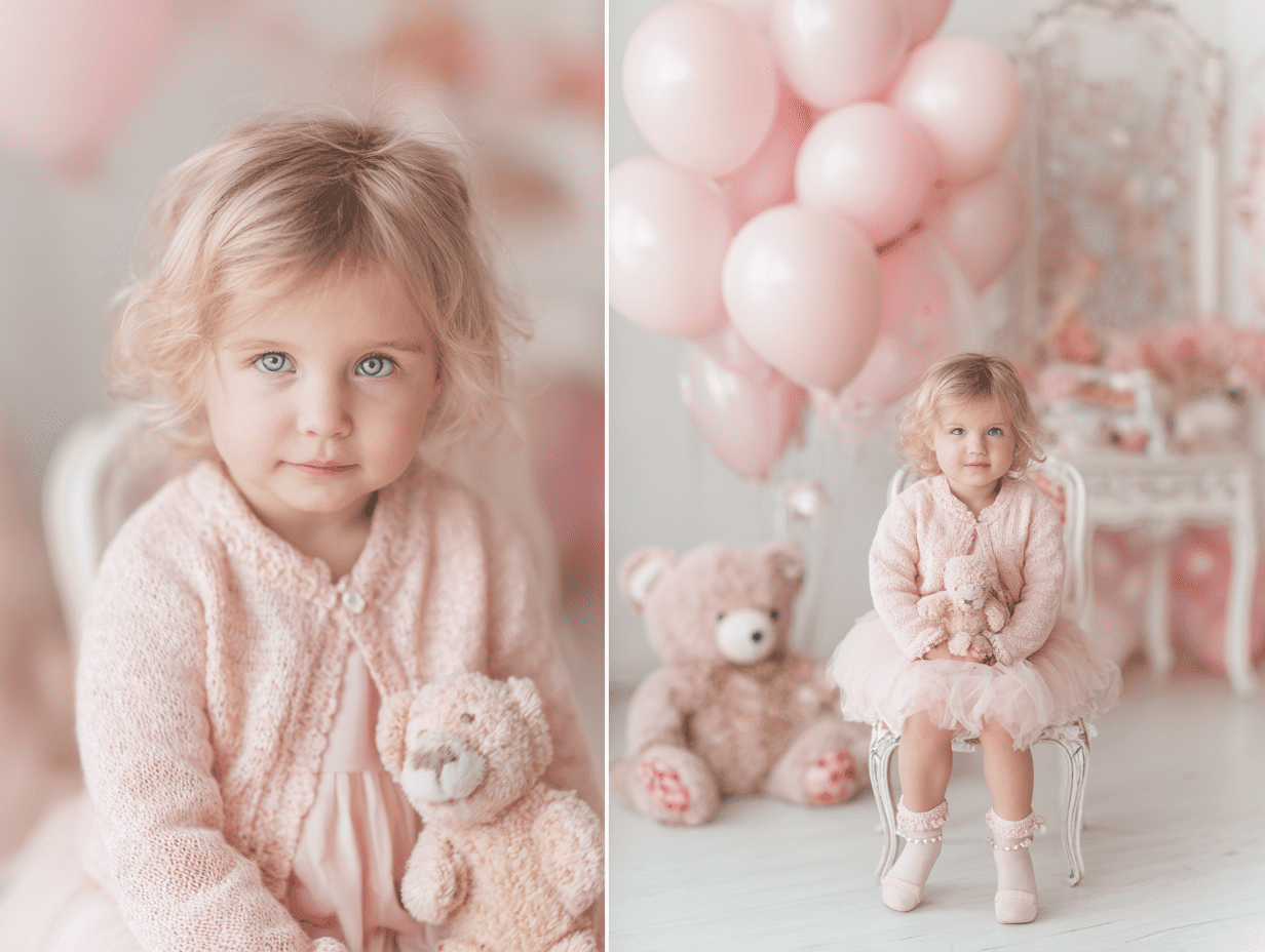 Светлая детская студия с игрушками и пастельным интерьером для фотосессии ребёнка, фотограф Карасёва Елена
