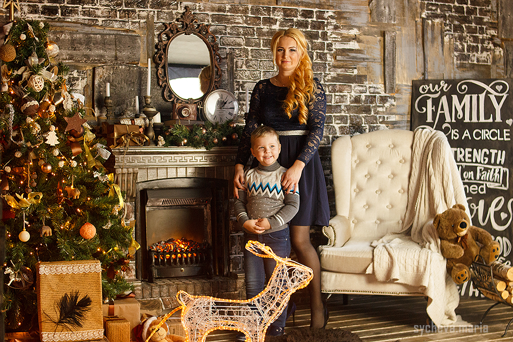 Семейная студийная новогодняя съёмка. Детский и семейный фотограф, фотограф мероприятий Нижний Новгород