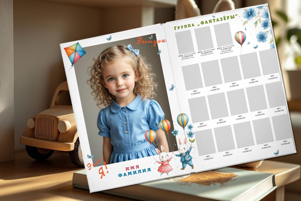 medlori fotobook Дизайн «Зайки» Выпускной альбом для детского сада, иллюстрации, стрекоза, детский сад, обложка, планшет, фотопапка, фотокнига, шаблон, макет, скачать, виньетка