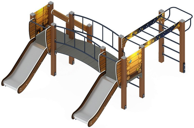 Карапуз (Эко) - ДИК 1.001.04-02 - Игровой комплекс Н=750                                                                                                                  Габариты (ШхДхВ): 3910x3060x1600                                                                                                                                                                     Зона безопасности, мм: 6060х7410                                                                                                                                                                          Скат горки: H=750 (металлический скат)