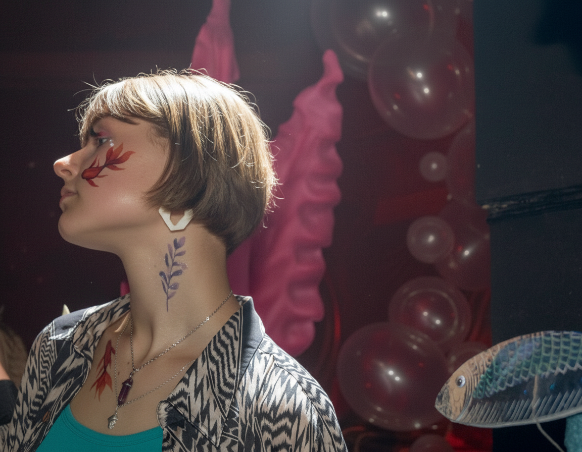 Портрет девушки в профиль на мероприятии ВУЗа