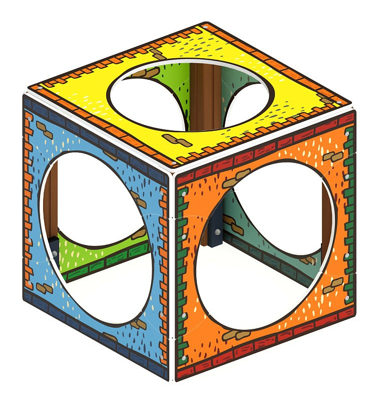 Домик Кубик (Город) - МФ 10.01.14-02 Габариты (ШхДхВ): 1000x1000x1000 Зона безопасности, мм: 4000х4000