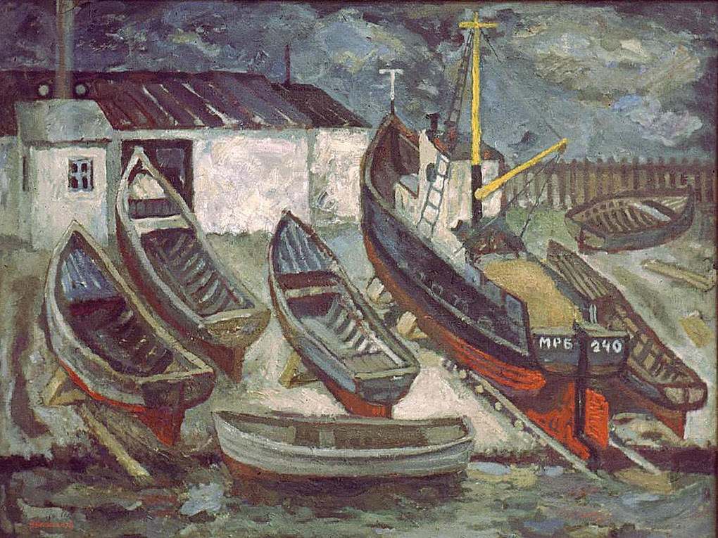 «Рыбачьи баркасы» 1978 год Собр. Д. Томас. Испания. Художник Величко Вадим Семёнович