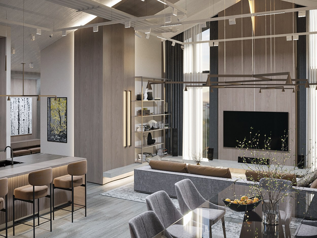 Дизайн проект интерьера частного дома (г. Москва, поселок художников)