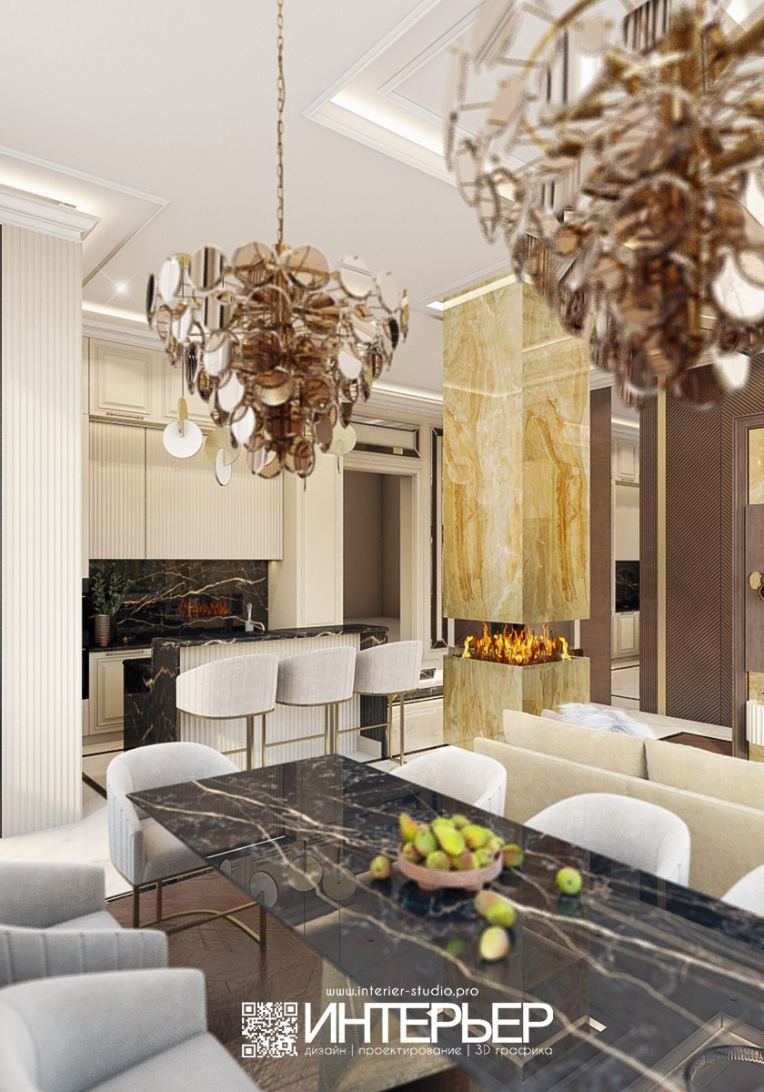 Дизайн-проект дома Ильи и Галины. Зона гостиной, кухни и столовой.Исправления. Дизайн интерьера, 3D визуализация и 3D моделирование. Создание проектов и чертежей. КМВ: Кисловодск, Пятигорск, Ессентуки и удаленно