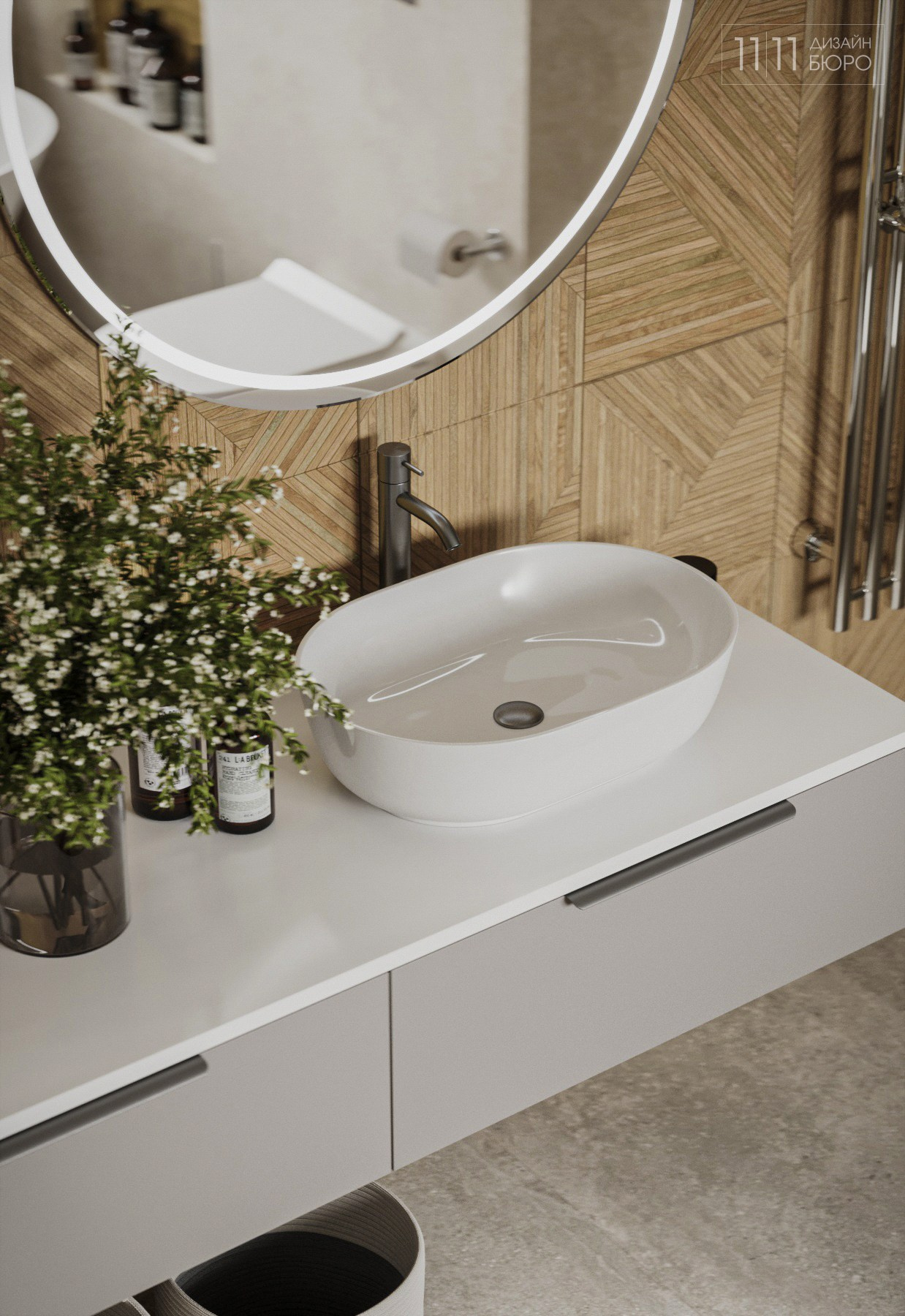 Накладная раковина-чаша в ванной