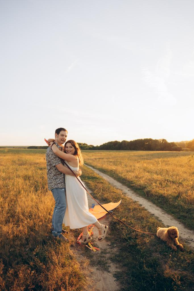 Воздушный змей, закат, любимые рядом. Свадебный и семейный фотограф Оля Сугробчик. Арзамас, Нижний Новгород и область