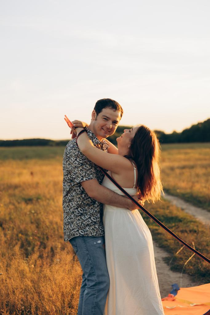 Воздушный змей, закат, любимые рядом. Свадебный и семейный фотограф Оля Сугробчик. Арзамас, Нижний Новгород и область