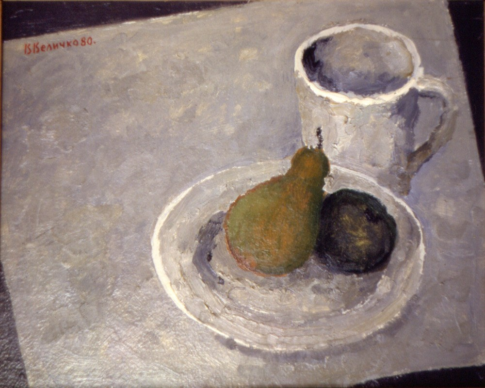 «Фрукты на тарелке» 1980 год Собр. Д. Томас. Мадрид. Художник Величко Вадим Семёнович