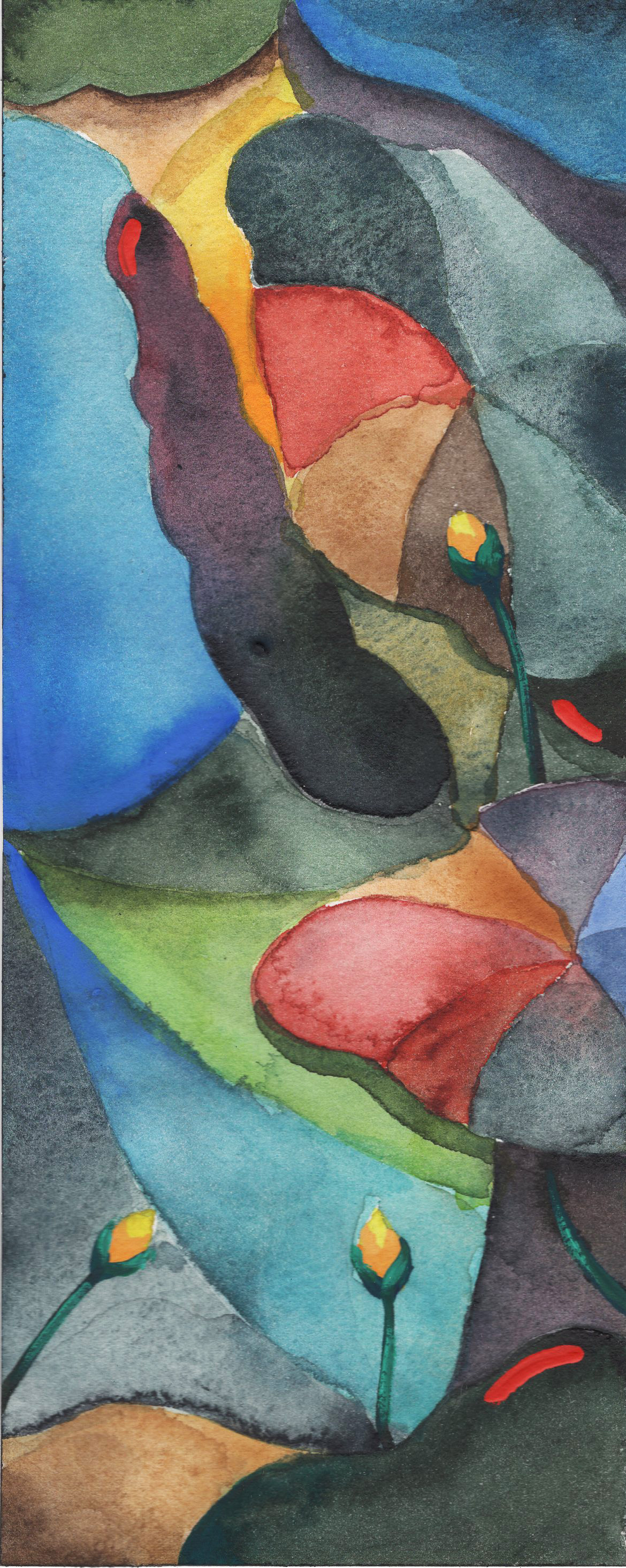 Title: Fireflies in the River No.6, 2022 Medium: watercolor on paper Size: 25 x 10 cm Название: Кувшинки в реке №6 2022г.   Материал: акварель, бумага    Размер: 25 х 10 см