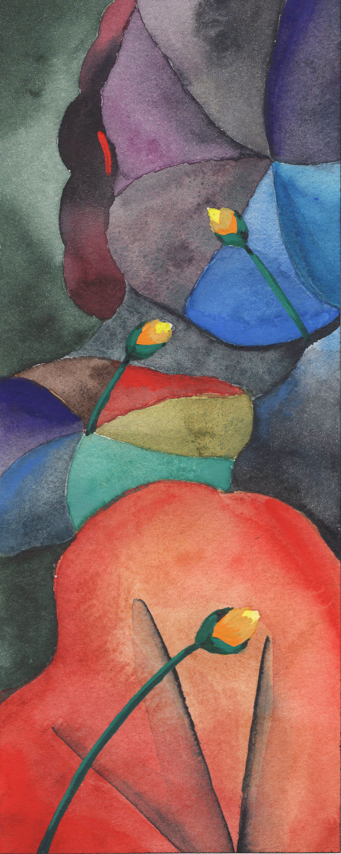Title: Fireflies in the River No.1, 2022 Medium: watercolor on paper Size: 25 x 10 cm Название: Кувшинки в реке №1 2022г.   Материал: акварель, бумага    Размер: 25 х 10 см