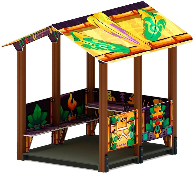 Домик большой 1 (Майя) МФ 10.01.07-03 Габариты (ШхДхВ): 2140х2400х2400 Зона безопасности, мм: 3140х3400