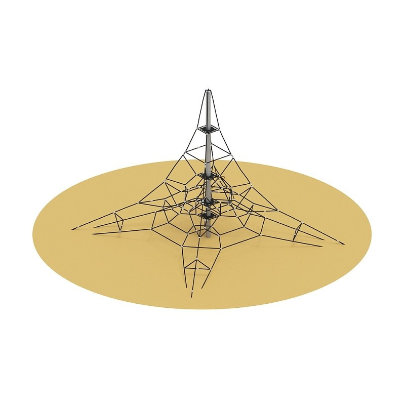 Пирамида - СК 2.05.03 сетка Габариты (ШхДхВ): 6000x6000x3600 Зона безопасности, мм: 10500х10500 Возрастные ограничения от 5 до 14 лет, весом не более 70 кг 