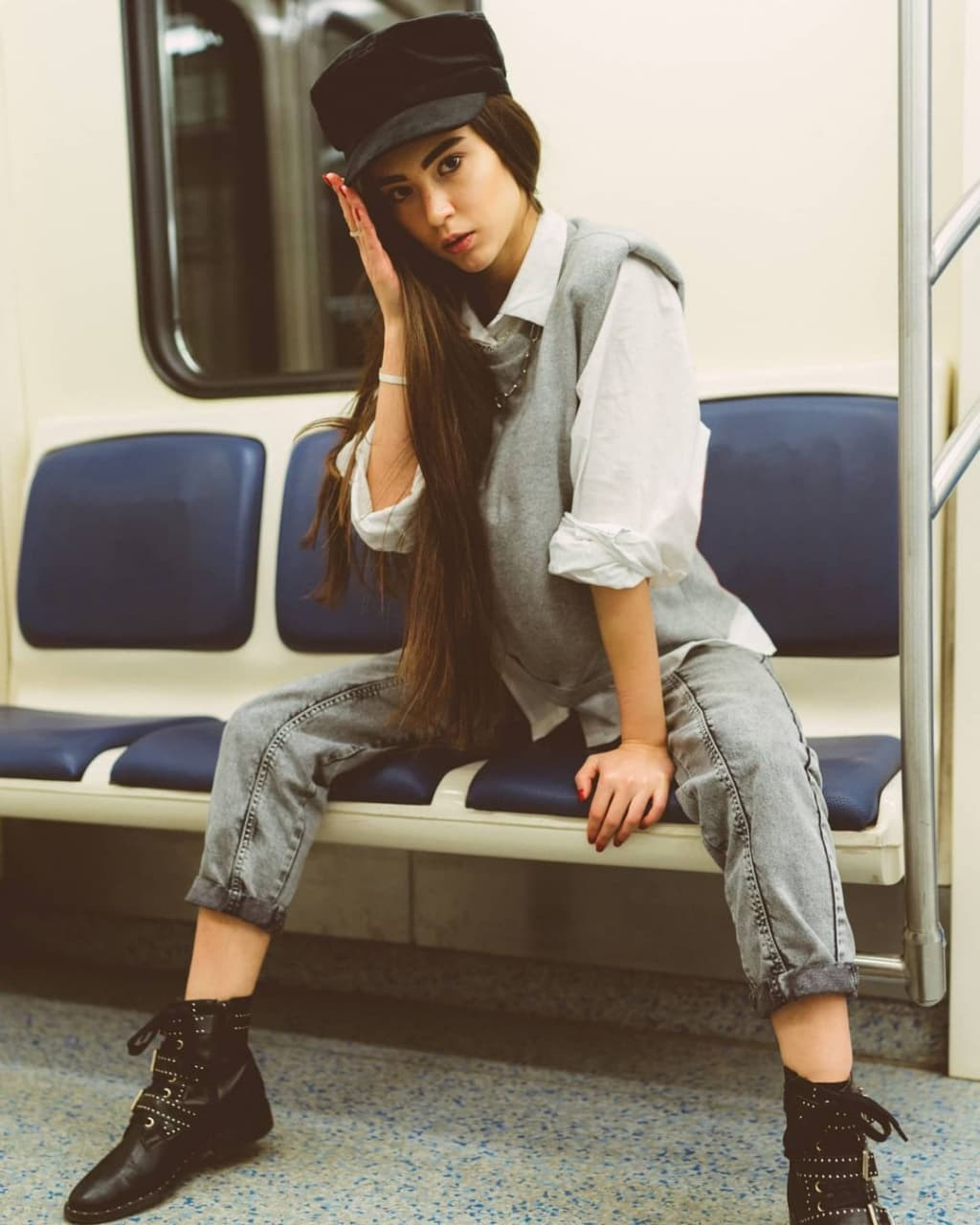 Farida in the subway. New York photographer RINAT SHAHMETOV in New York city