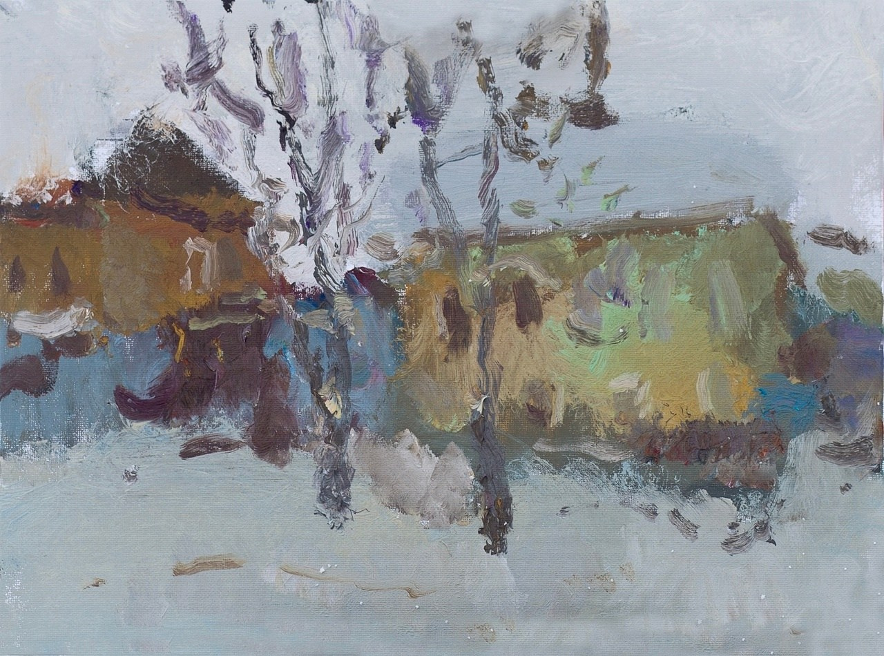 У дома священника Н Овчинникова Елец. Художник Александр Каверин